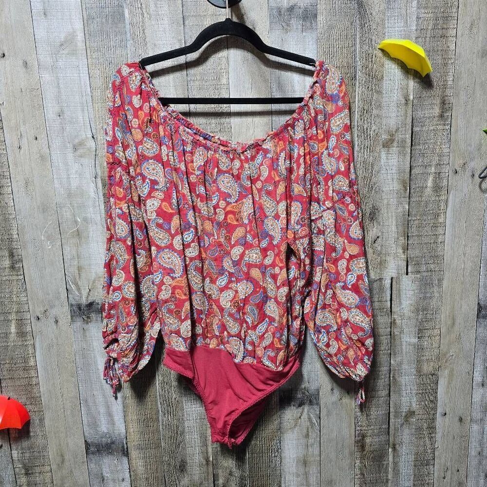 Free People Intimately Free Sundown Bodysuit Paisley Print Women Off Shoulder - Picture 2 of 6